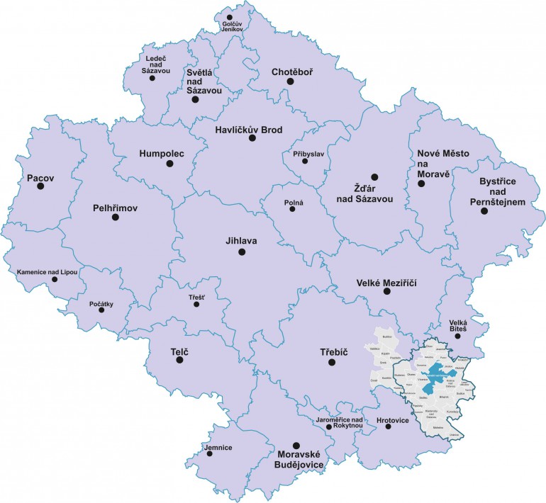 Mapa okresu Třebíč